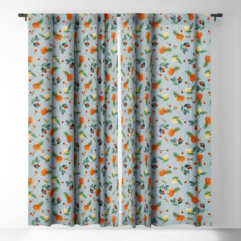 Ninola Design Citrus fruits Summer Blue Blackout Window Curtain