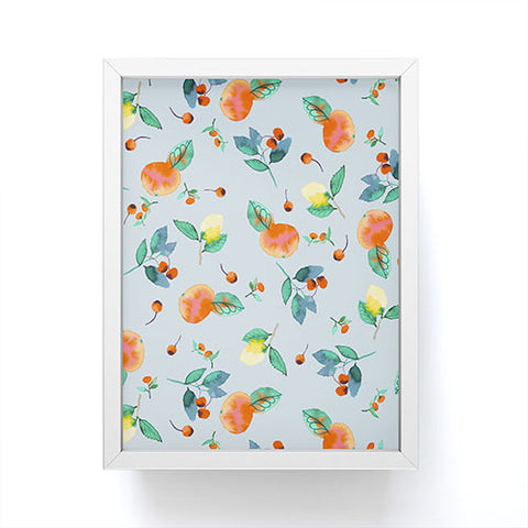 Ninola Design Citrus fruits Summer Blue Framed Mini Art Print