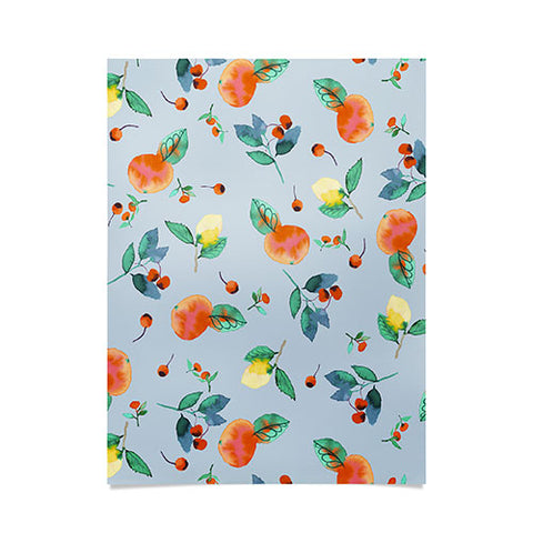 Ninola Design Citrus fruits Summer Blue Poster