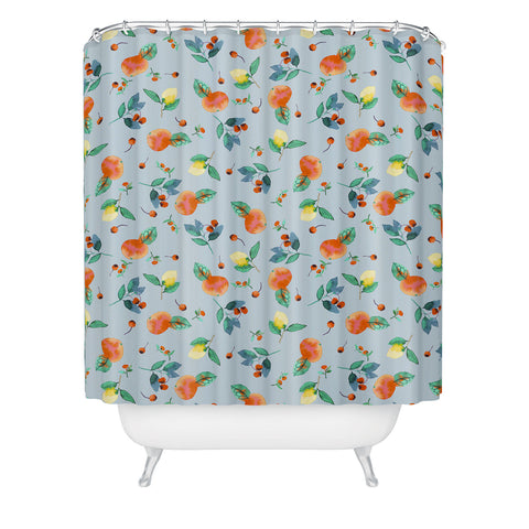 Ninola Design Citrus fruits Summer Blue Shower Curtain