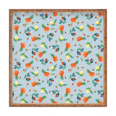 Ninola Design Citrus fruits Summer Blue Square Tray