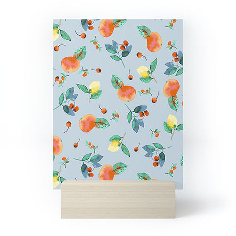 Ninola Design Citrus fruits Summer Blue Mini Art Print