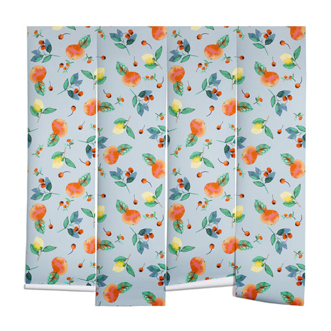 Ninola Design Citrus fruits Summer Blue Wall Mural