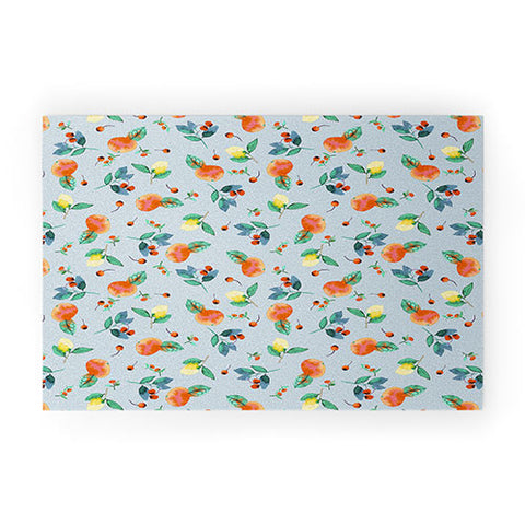 Ninola Design Citrus fruits Summer Blue Welcome Mat