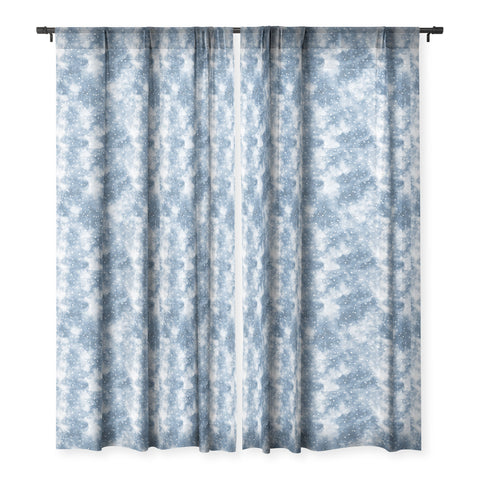 Ninola Design Cold Snow Clouds Blue Sheer Window Curtain