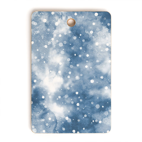 Ninola Design Cold Snow Clouds Blue Cutting Board Rectangle