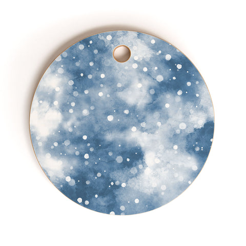 Ninola Design Cold Snow Clouds Blue Cutting Board Round