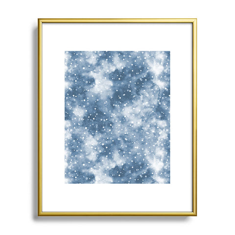 Ninola Design Cold Snow Clouds Blue Metal Framed Art Print