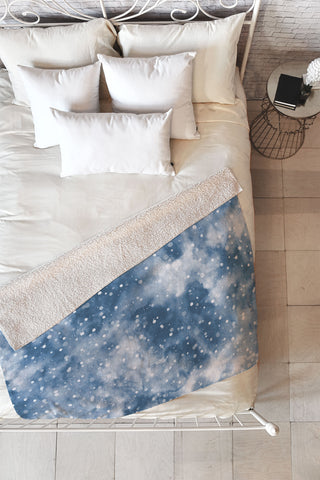 Ninola Design Cold Snow Clouds Blue Fleece Throw Blanket