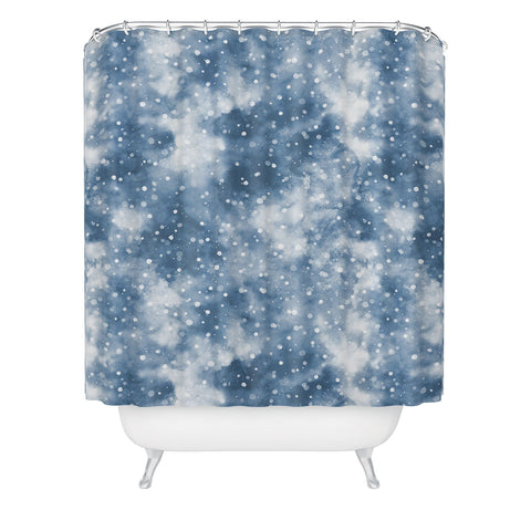 Ninola Design Cold Snow Clouds Blue Shower Curtain