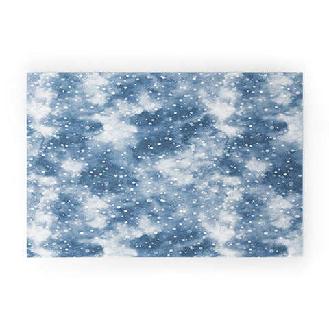 Ninola Design Cold Snow Clouds Blue Welcome Mat