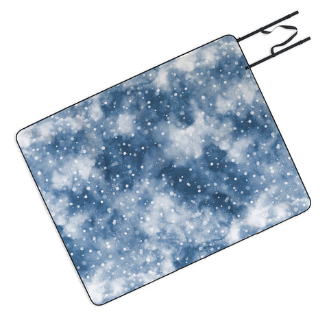 Ninola Design Cold Snow Clouds Blue Picnic Blanket