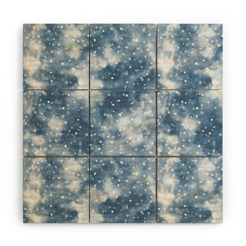 Ninola Design Cold Snow Clouds Blue Wood Wall Mural