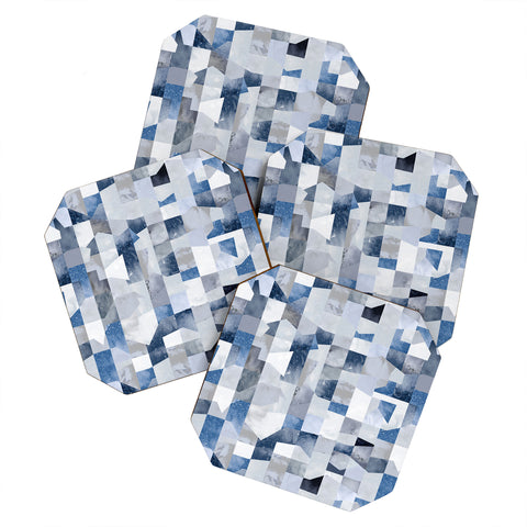 Ninola Design Collage texture Blue Coaster Set