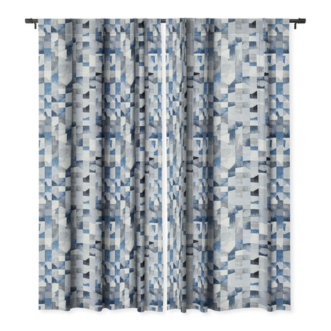Ninola Design Collage texture Blue Blackout Window Curtain