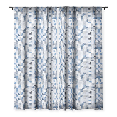 Ninola Design Collage texture Blue Sheer Window Curtain