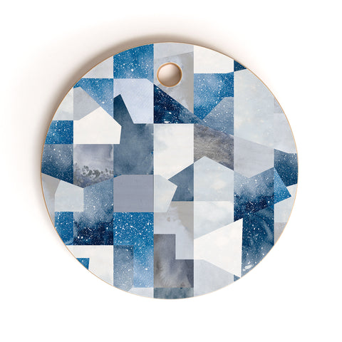 Ninola Design Collage texture Blue Cutting Board Round