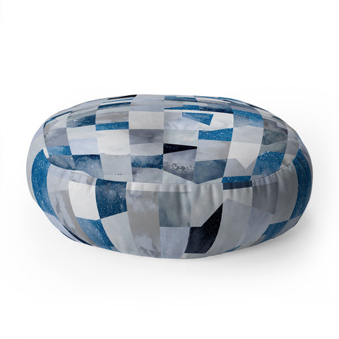 Ninola Design Collage texture Blue Floor Pillow Round