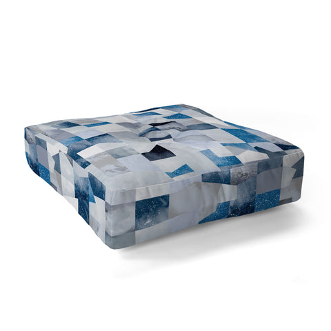 Ninola Design Collage texture Blue Floor Pillow Square