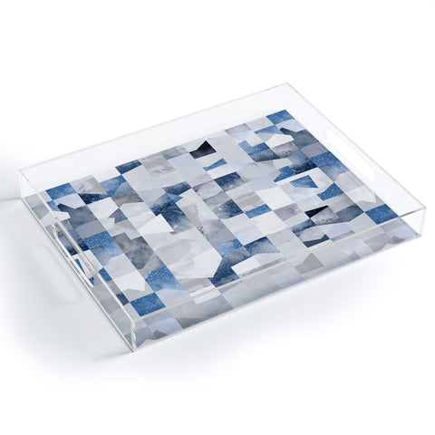 Ninola Design Collage texture Blue Acrylic Tray