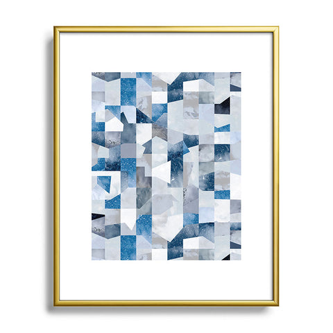 Ninola Design Collage texture Blue Metal Framed Art Print