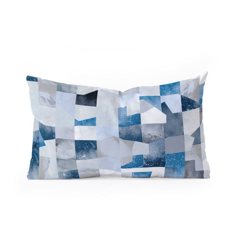 Ninola Design Collage texture Blue Oblong Throw Pillow