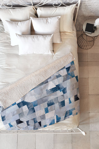 Ninola Design Collage texture Blue Fleece Throw Blanket