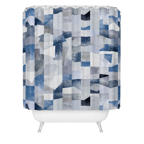 Ninola Design Collage texture Blue Shower Curtain