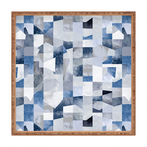 Ninola Design Collage texture Blue Square Tray