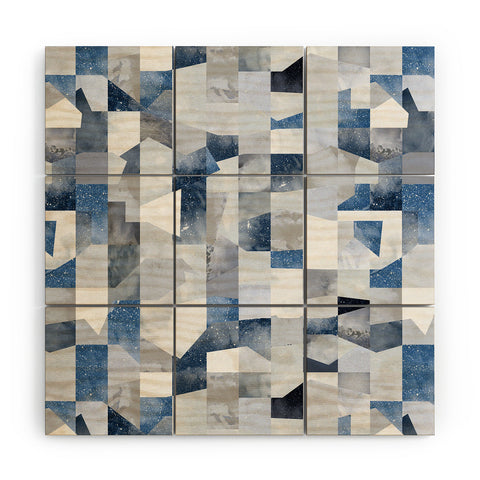 Ninola Design Collage texture Blue Wood Wall Mural