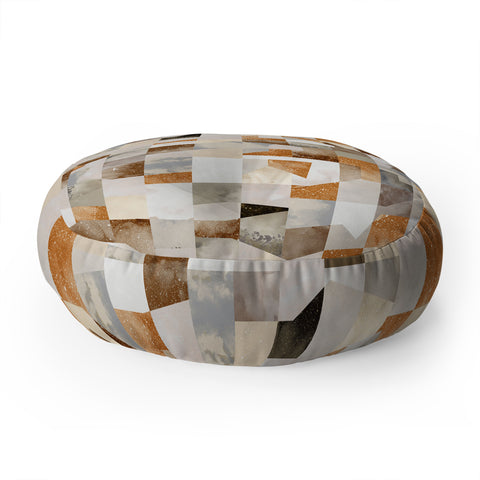 Ninola Design Collage texture gold Floor Pillow Round