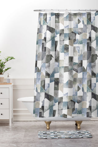 Ninola Design Collage texture Gray Shower Curtain And Mat