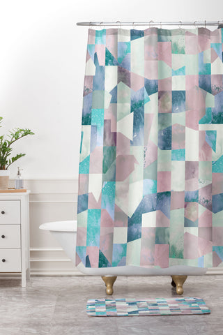 Ninola Design Collage texture Pastel Shower Curtain And Mat