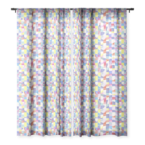 Ninola Design Collage texture Primary colors Sheer Window Curtain