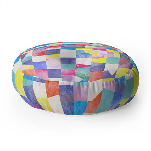 Ninola Design Collage texture Primary colors Floor Pillow Round