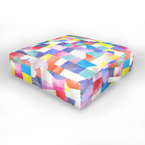 Ninola Design Collage texture Primary colors Outdoor Floor Cushion