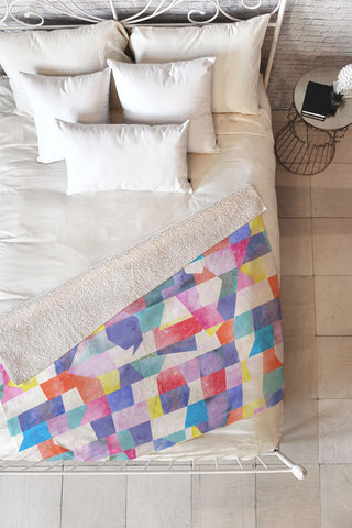 Ninola Design Collage texture Primary colors Fleece Throw Blanket