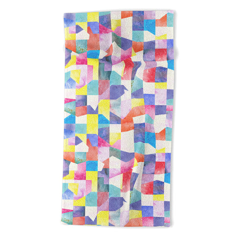 Ninola Design Collage texture Primary colors Beach Towel