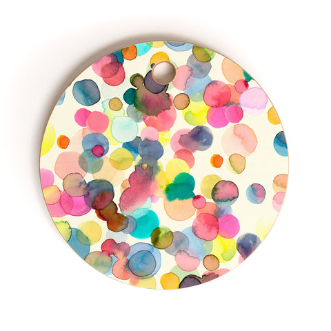 Ninola Design Color Dots Watercolor Cutting Board Round
