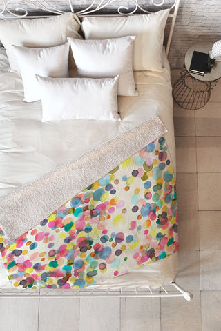 Ninola Design Color Dots Watercolor Fleece Throw Blanket
