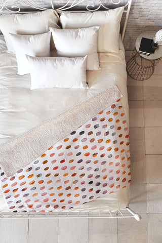 Ninola Design Color palette orange memphis Fleece Throw Blanket