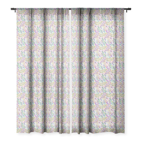 Ninola Design Color Tropical Palms Branches Sheer Window Curtain