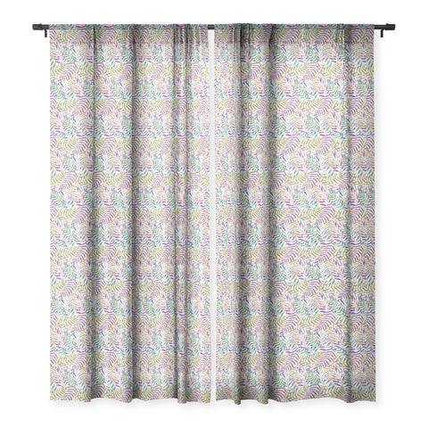 Ninola Design Color Tropical Palms Branches Sheer Window Curtain