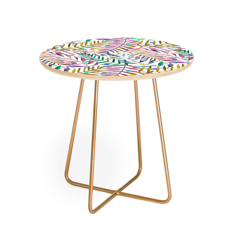 Ninola Design Color Tropical Palms Branches Round Side Table