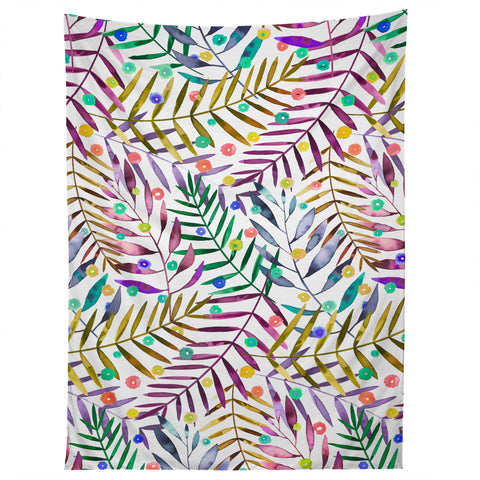 Ninola Design Color Tropical Palms Branches Tapestry