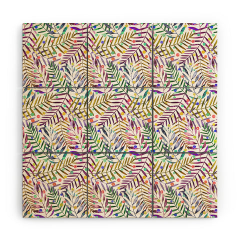 Ninola Design Color Tropical Palms Branches Wood Wall Mural