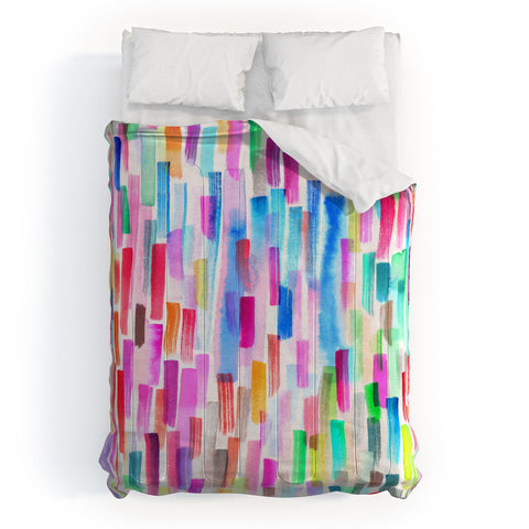 Ninola Design Colorful Brushstrokes White Comforter
