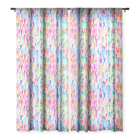 Ninola Design Colorful Brushstrokes White Sheer Window Curtain