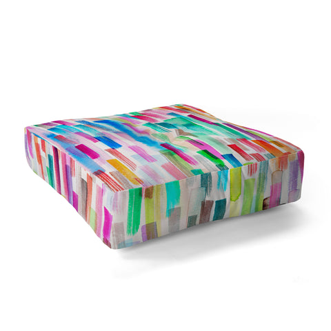 Ninola Design Colorful Brushstrokes White Floor Pillow Square