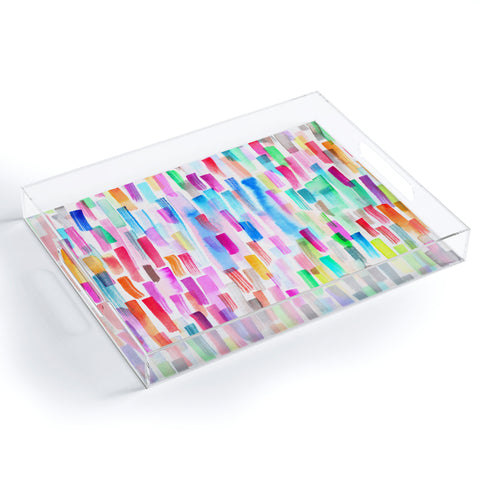 Ninola Design Colorful Brushstrokes White Acrylic Tray